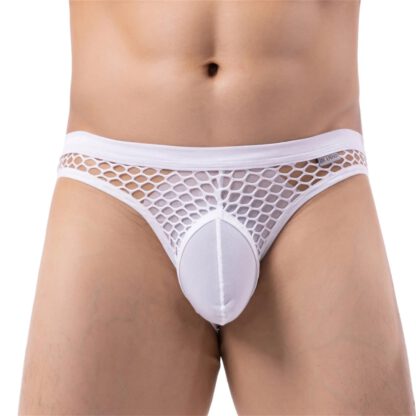 sexy herenslip - witte doorzichtige Fishnet slip met pouch