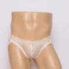 femme / vrouwelijke sexy witte kanten jockstrap string met pouch voor sissy femboy crossdresser of moderne man - kanten voorkant