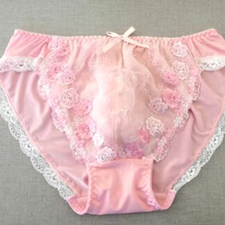 Luxe Kanten Sissy Slip met Pouch - Roze
