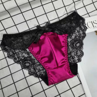 Luxe Kanten Sissy Slip met Pouch - Navy, XL