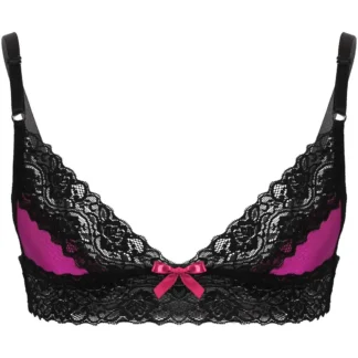 Men Erotic Bra Crossdressing Sissy Lingerie Adjustable Spaghetti Straps Floral Lace Wire-free Unlined Bralette Male Sexy Tops 8