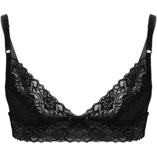 Men Erotic Bra Crossdressing Sissy Lingerie Adjustable Spaghetti Straps Floral Lace Wire-free Unlined Bralette Male Sexy Tops 5