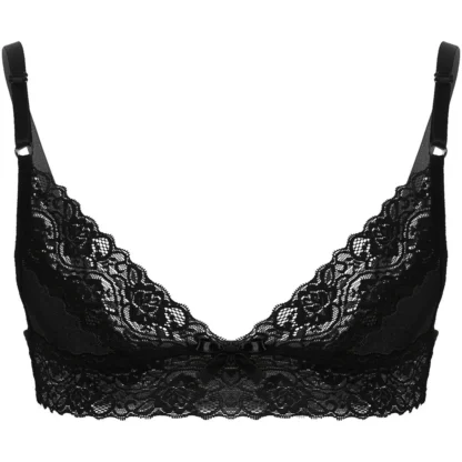 Men Erotic Bra Crossdressing Sissy Lingerie Adjustable Spaghetti Straps Floral Lace Wire-free Unlined Bralette Male Sexy Tops 5