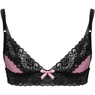 Men Erotic Bra Crossdressing Sissy Lingerie Adjustable Spaghetti Straps Floral Lace Wire-free Unlined Bralette Male Sexy Tops 7